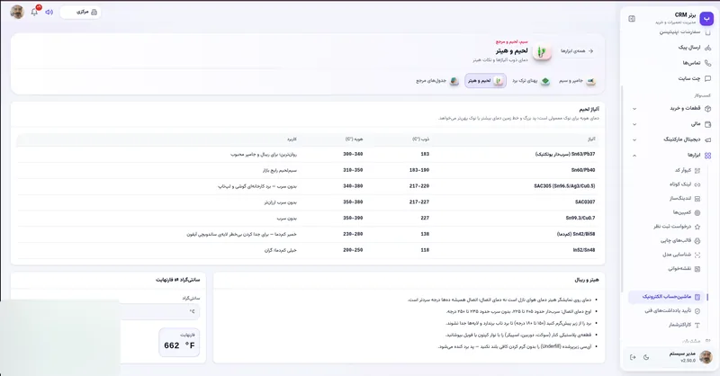 لحیم و هیتر در نرم افزار مدیریت تعمیرگاه رو به راه