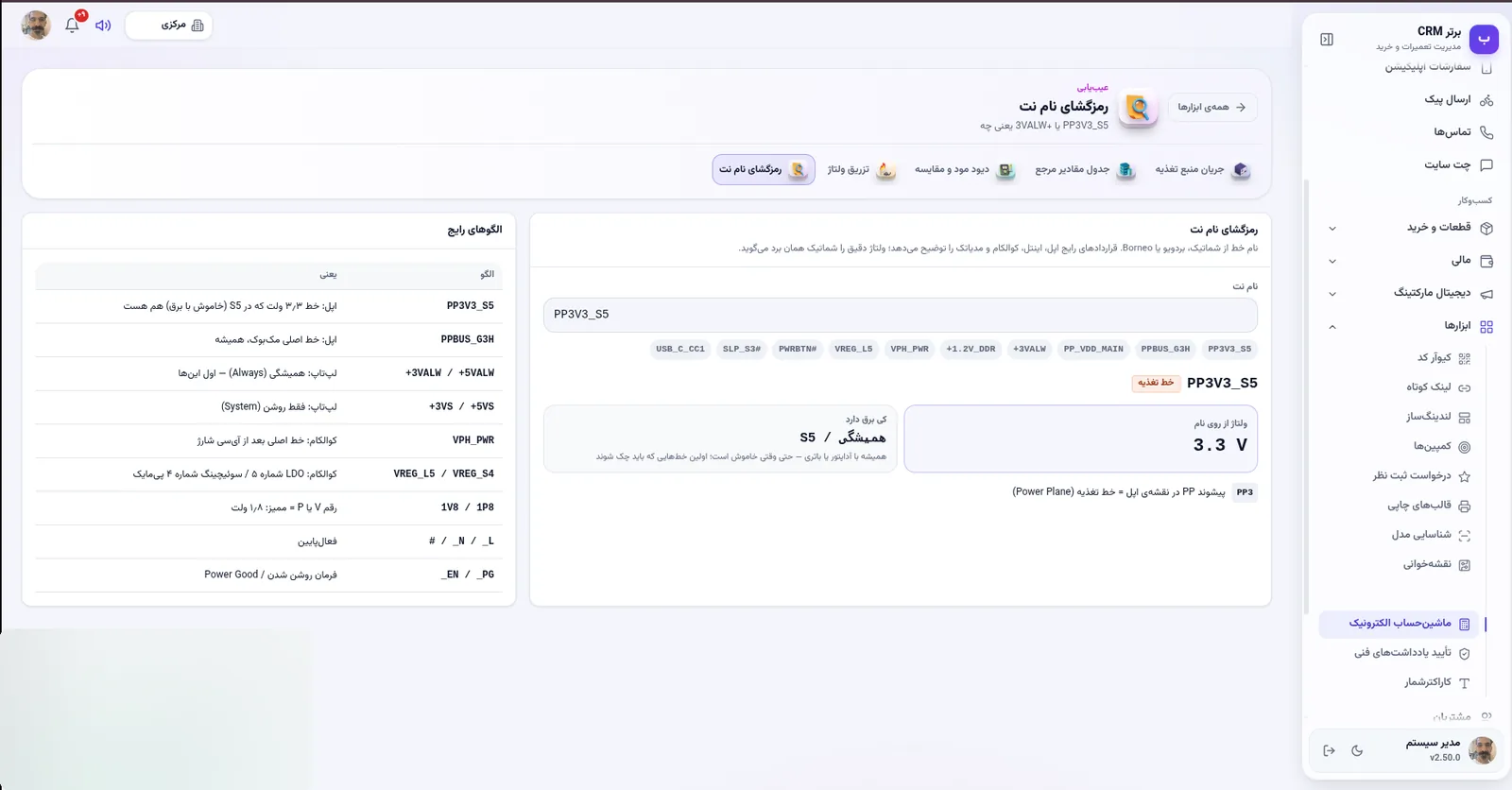 رمزگشای نام نت در نرم افزار مدیریت تعمیرگاه رو به راه