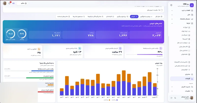 تماس های خروجی و برگشت تماس در نرم افزار مدیریت تعمیرگاه رو به راه